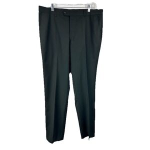 Giorgio Fiorelli Black Dress Pants 44x38 Super Fine Flat Front Modern Classic